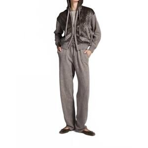 NEW TRICOT CHIC knit jogger pants in grey taupe